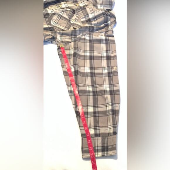 TIMBERLAND Mens Shirt 2XL Brown Tan Plaid 100% Cotton Long Button Front Outdoor - Picture 8 of 12